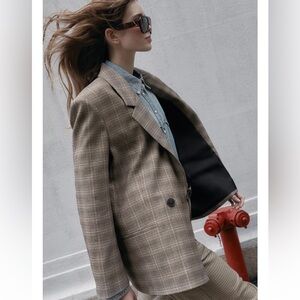 Zara OVERSIZED PLAID BLAZER